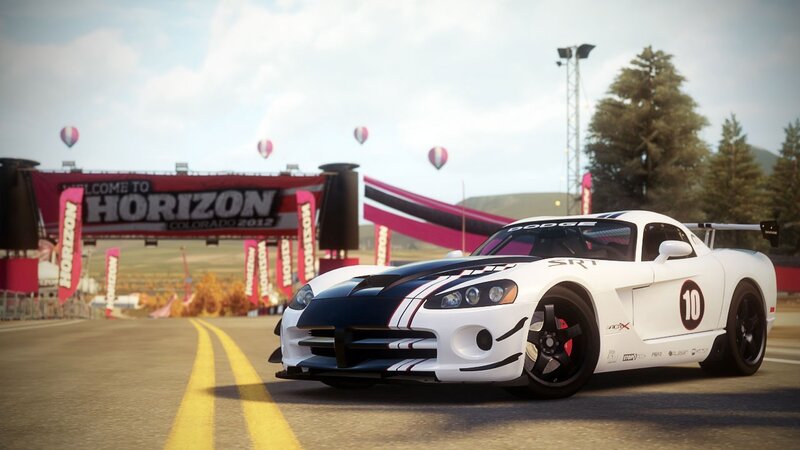 White Race Car on Track — Competitive, Afternoon, 3d Render, Race Car, Hot Air Balloons