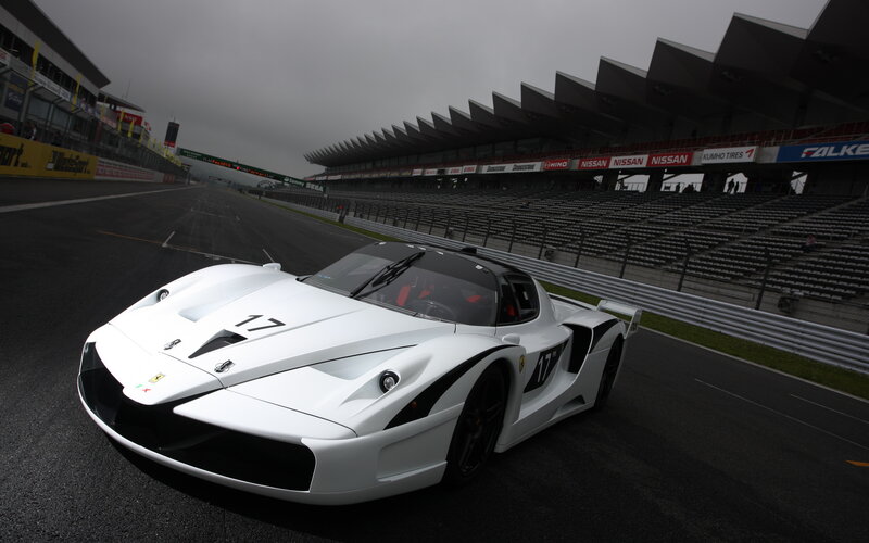 White Race Car on Track — Dramatic, Photograph