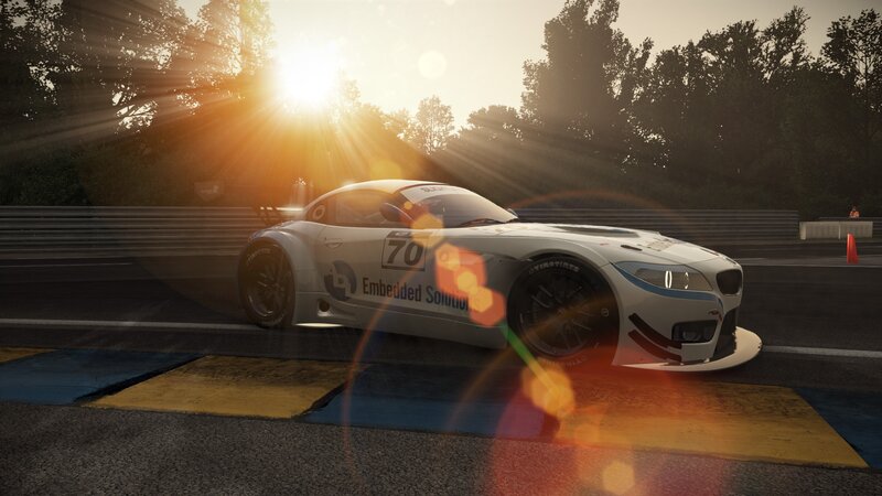 White Race Car on Track — Dramatic, Sunrise, 3d Render