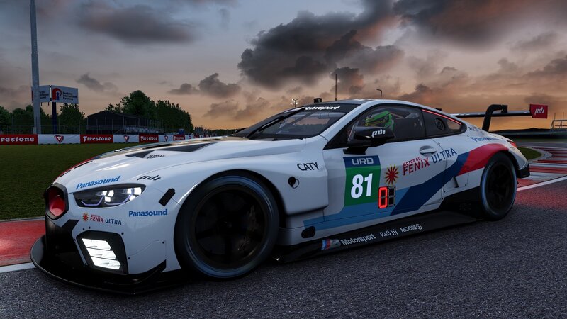 White Race Car on Track — Dramatic, Sunset, 3d Render