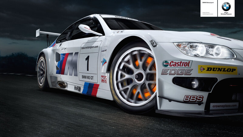 White Race Car on Track — Dramatic