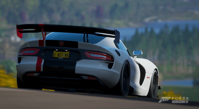 White Race Car on Track — Dynamic, Afternoon, 3d Render, Race Car, Tire, Road