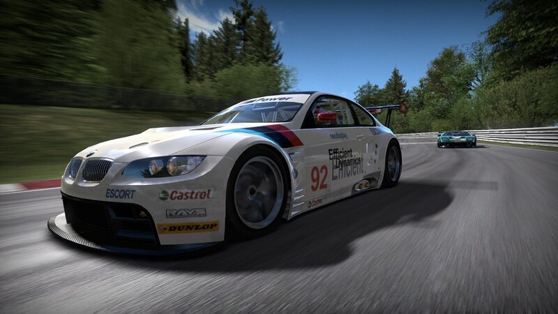 White Race Car on Track — Dynamic, Afternoon, 3d Render, Race Car, Trees