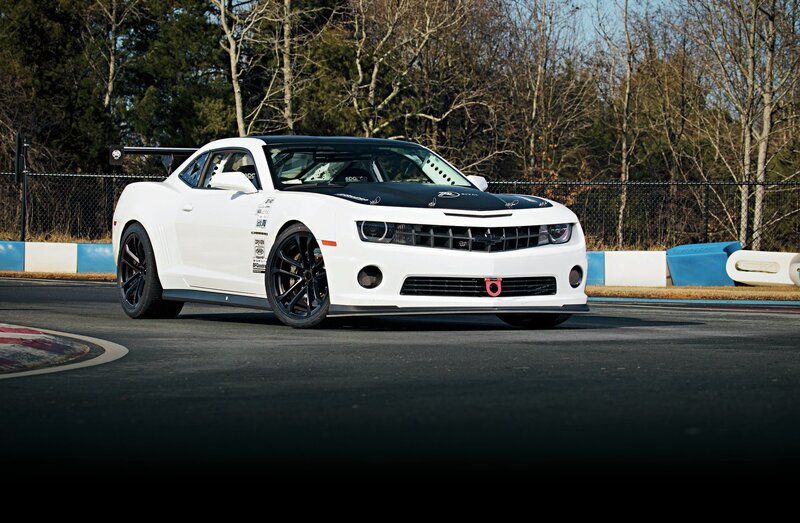 White Race Car on Track — Dynamic, Autumn