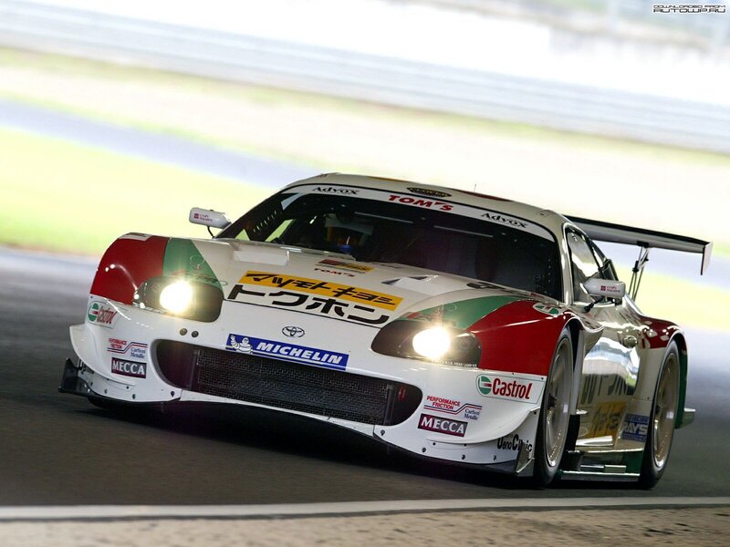White Race Car on Track — Dynamic, Night, Photograph, Race Car, Headlights