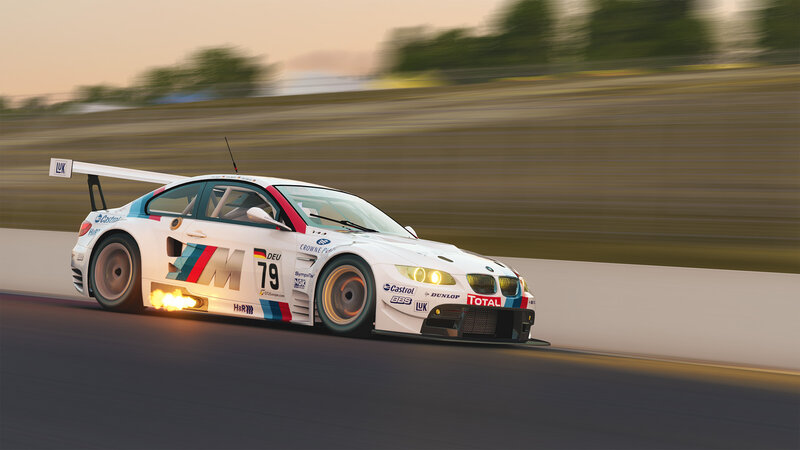 White Race Car on Track — Dynamic, Sunset, Digital Art