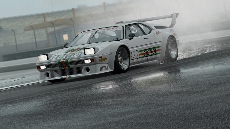 White Race Car on Track — Gray, Dynamic, 3d Render, Race Track