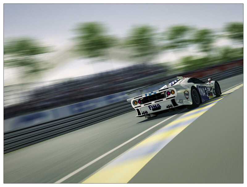White Race Car on Track — Gray, Dynamic, Afternoon