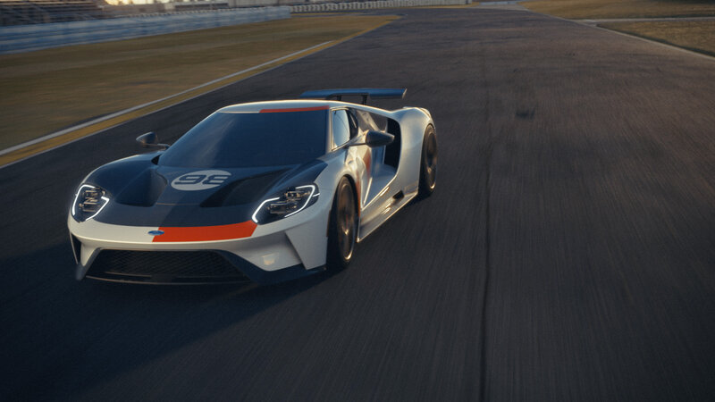 White Race Car on Track — Gray, Dynamic, Sunset