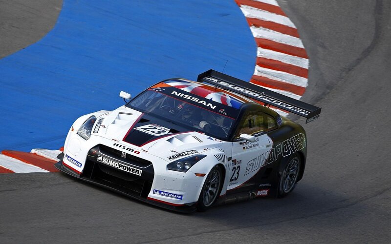 White Race Car on Track — Race Car
