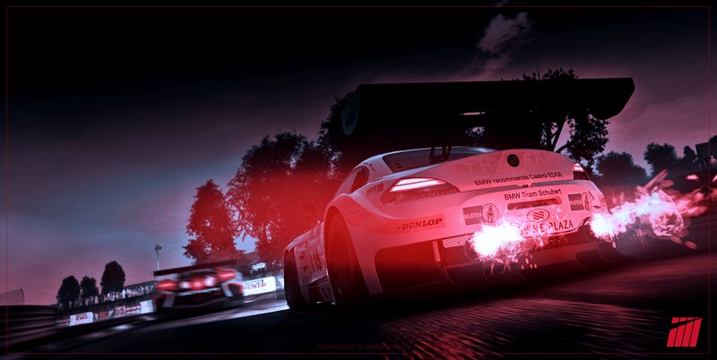 White Race Car on Track — Red