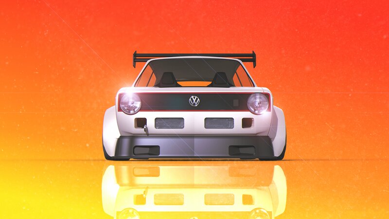 White Race Car — Orange, Dynamic