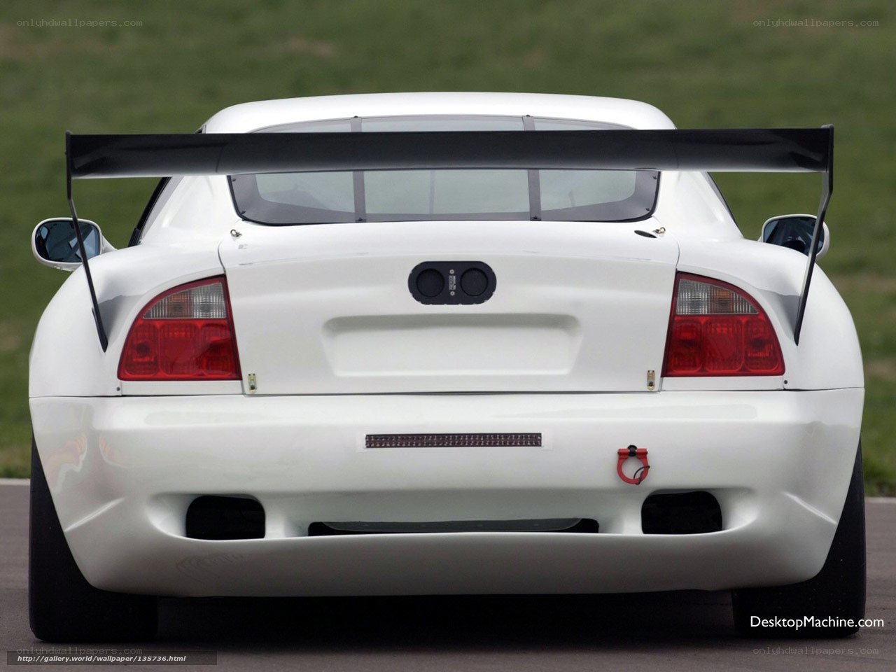 white race car rear view