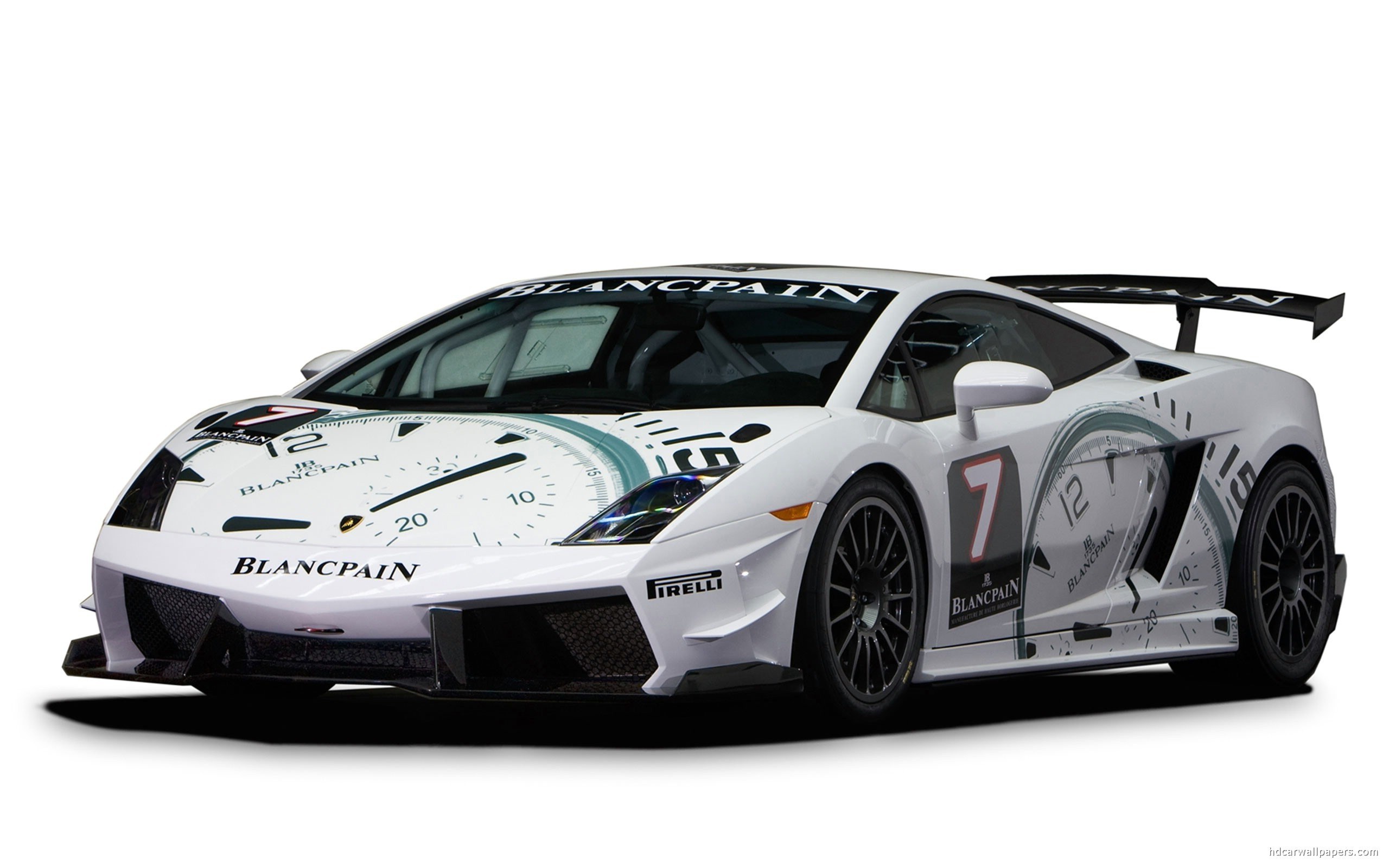white race car with clock design