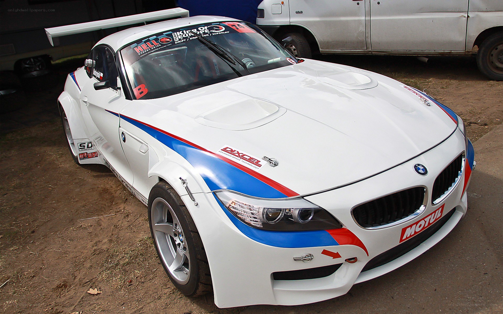 white race car with decals
