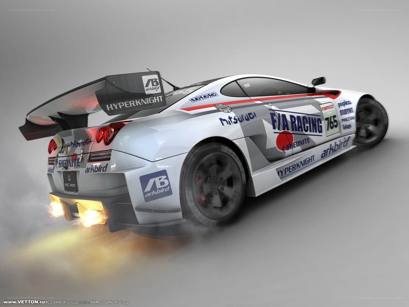white race car with flames