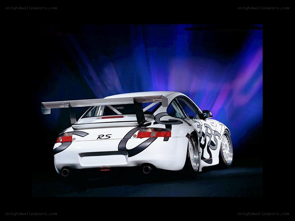 white race car with large wing