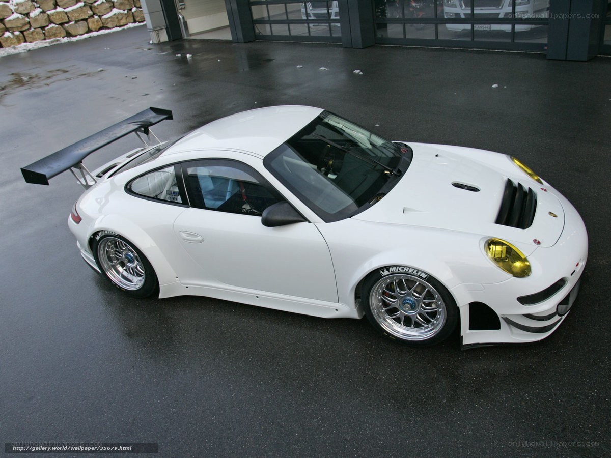 white race car with large wing