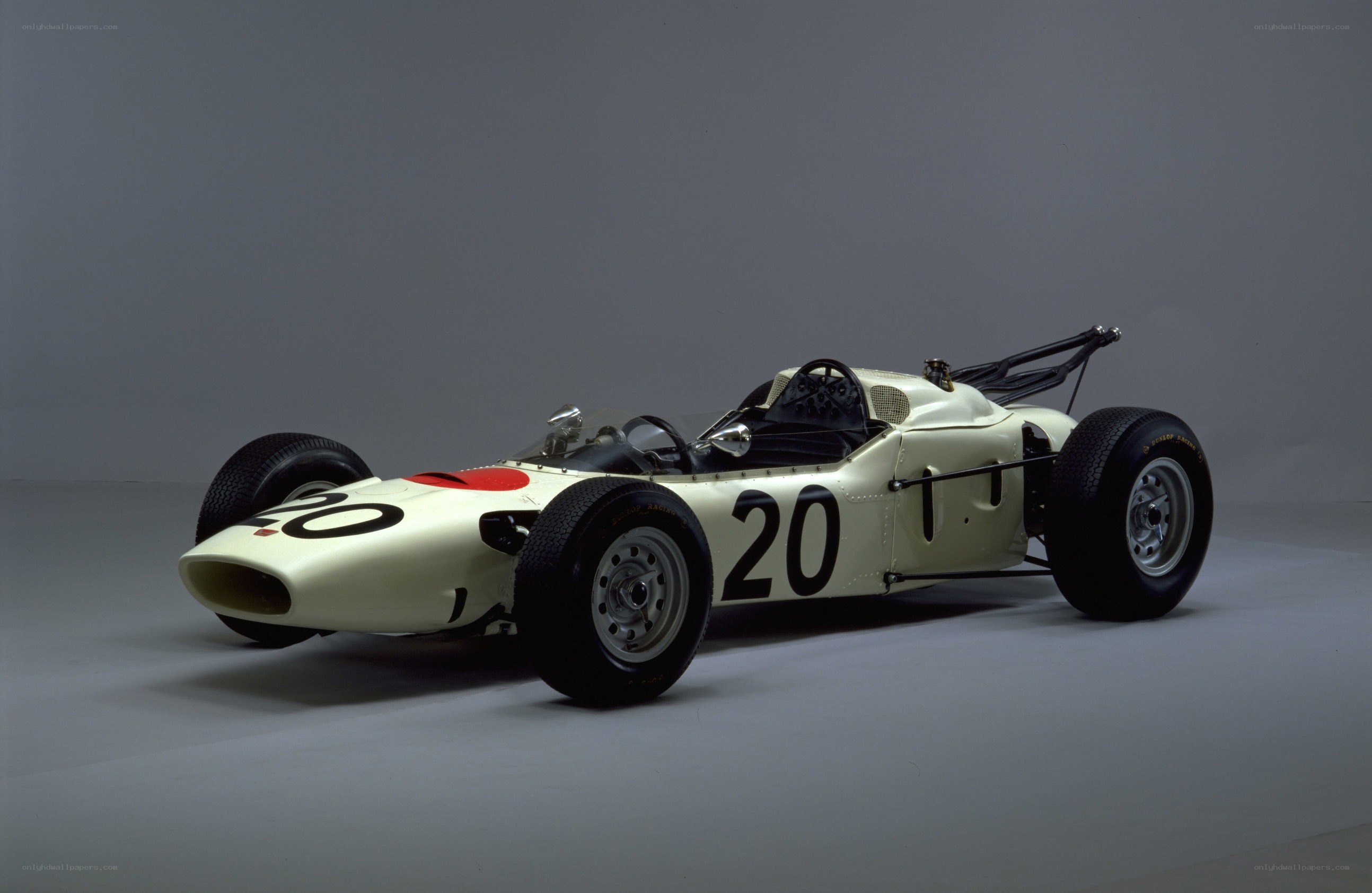 White race car with number 20
