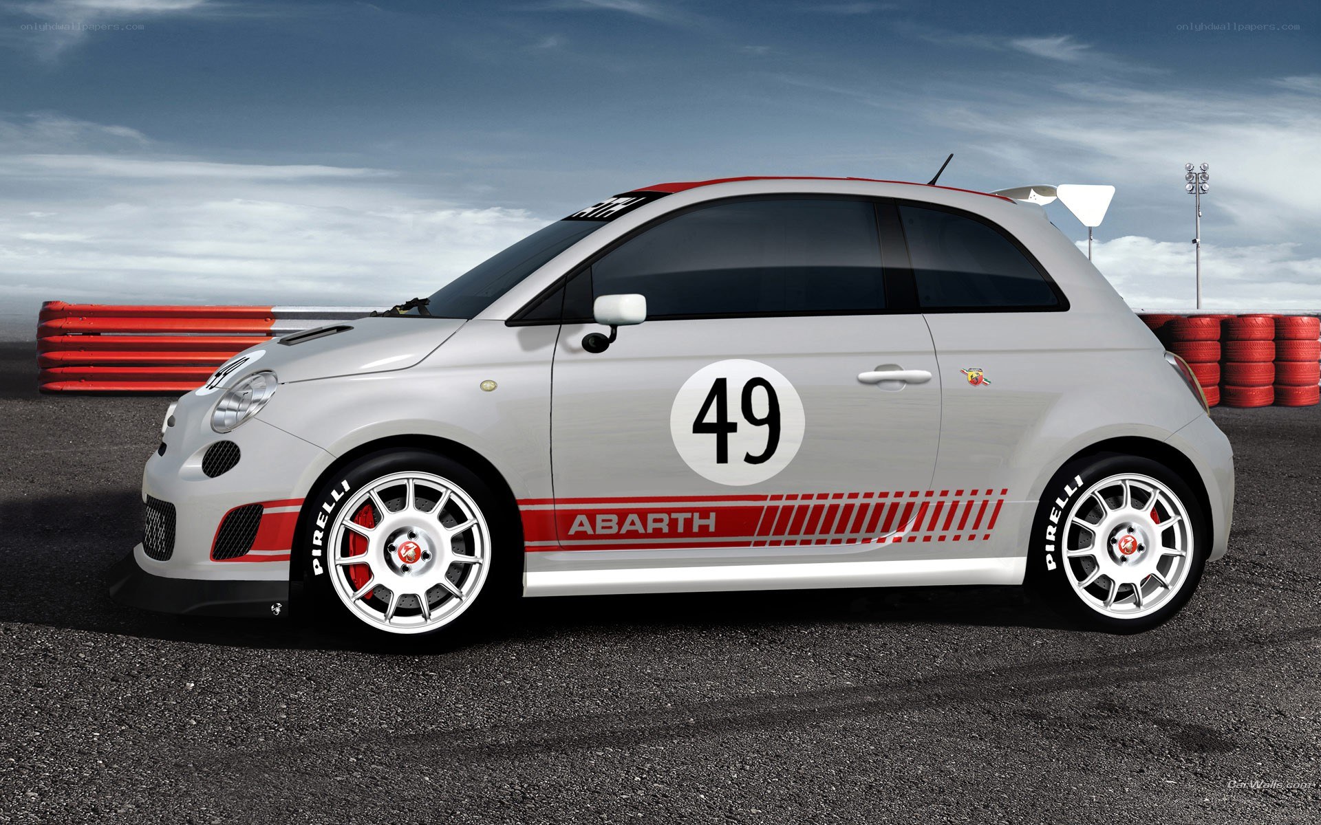 white race car with number 49