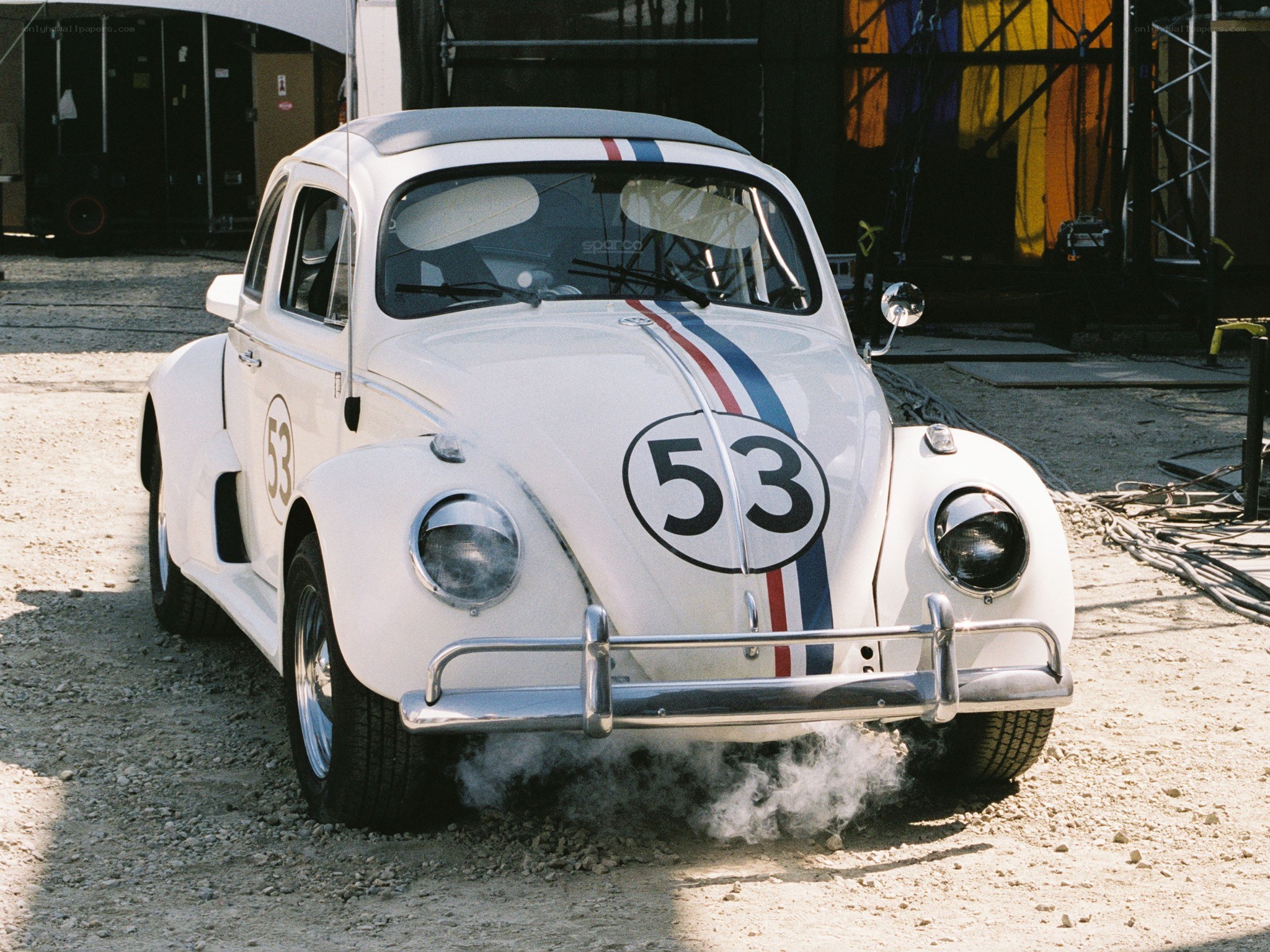 White race car with number 53