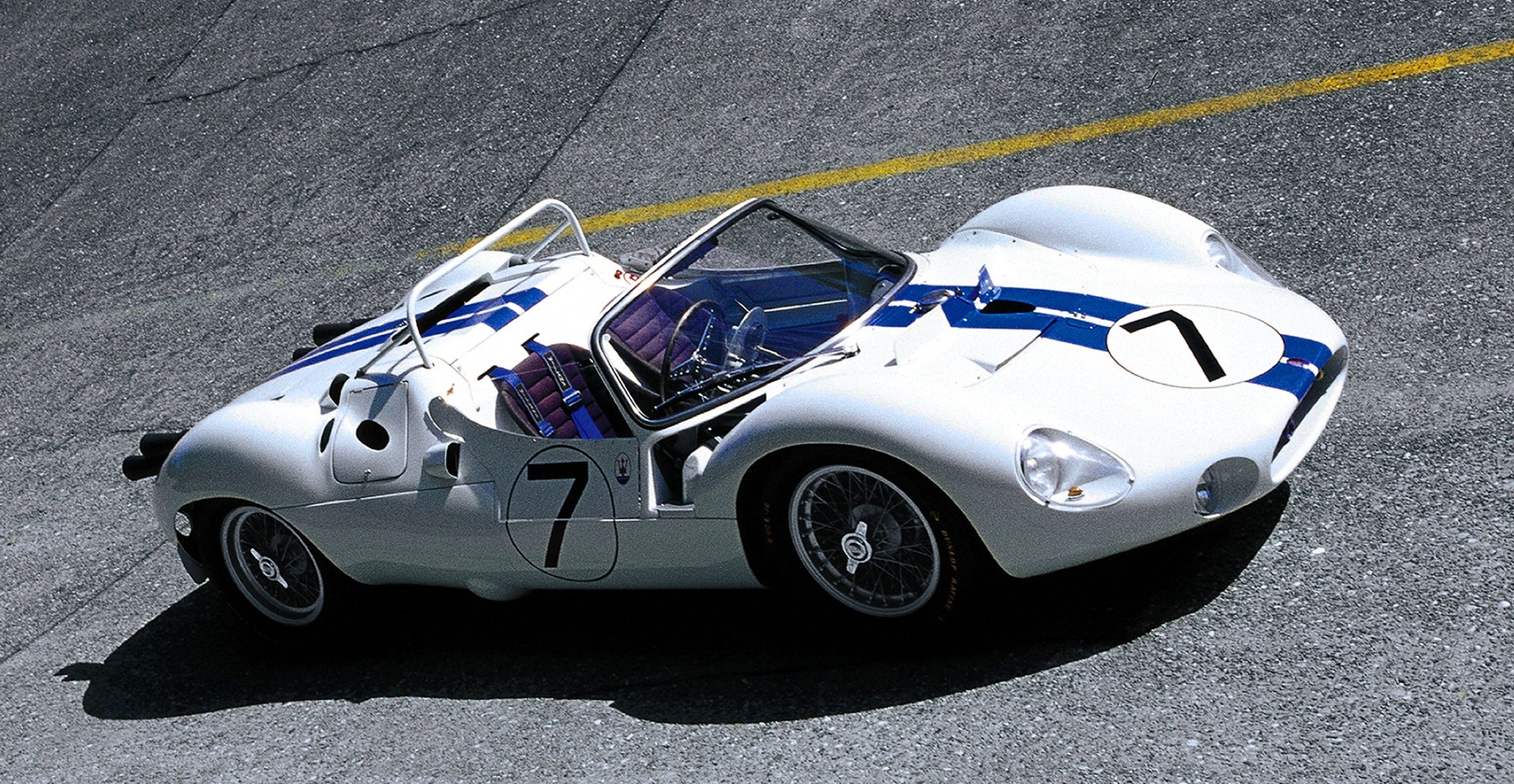 White race car with number 7