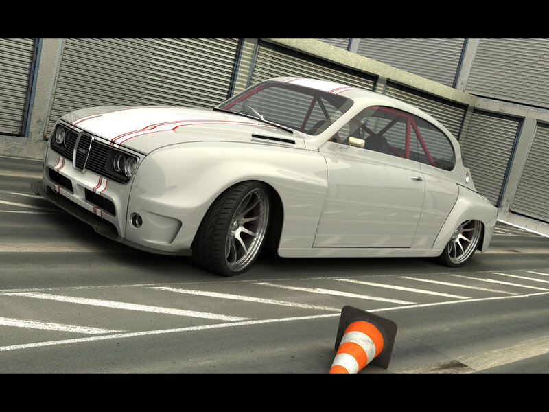 white race car with red stripes