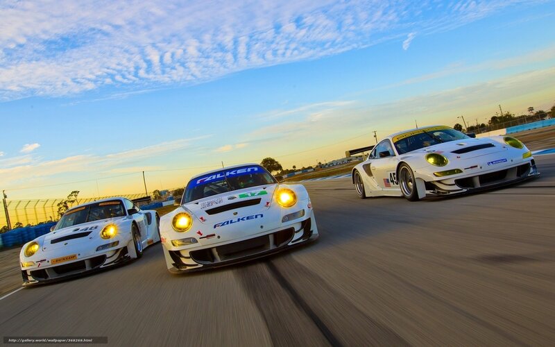 White Race Cars on Track — Dynamic, Sunset