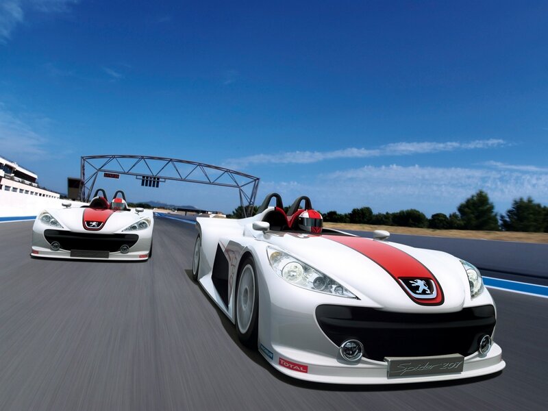 White Race Cars on Track — Dynamic