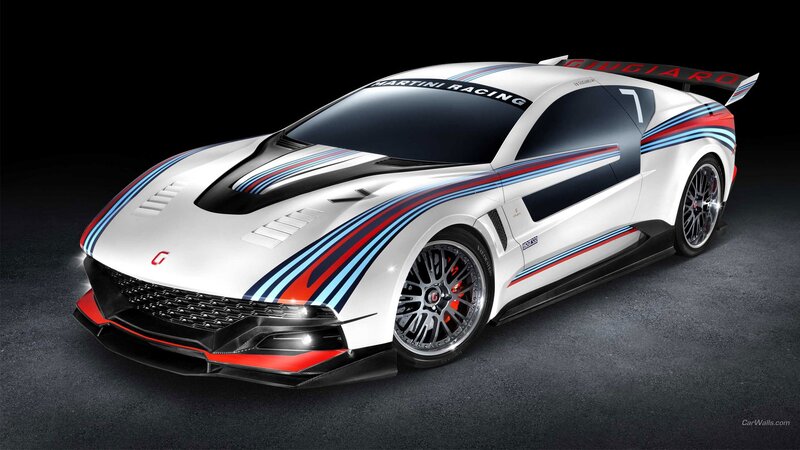 White Racing Car — Dramatic, 3d Render, Racing Stripes