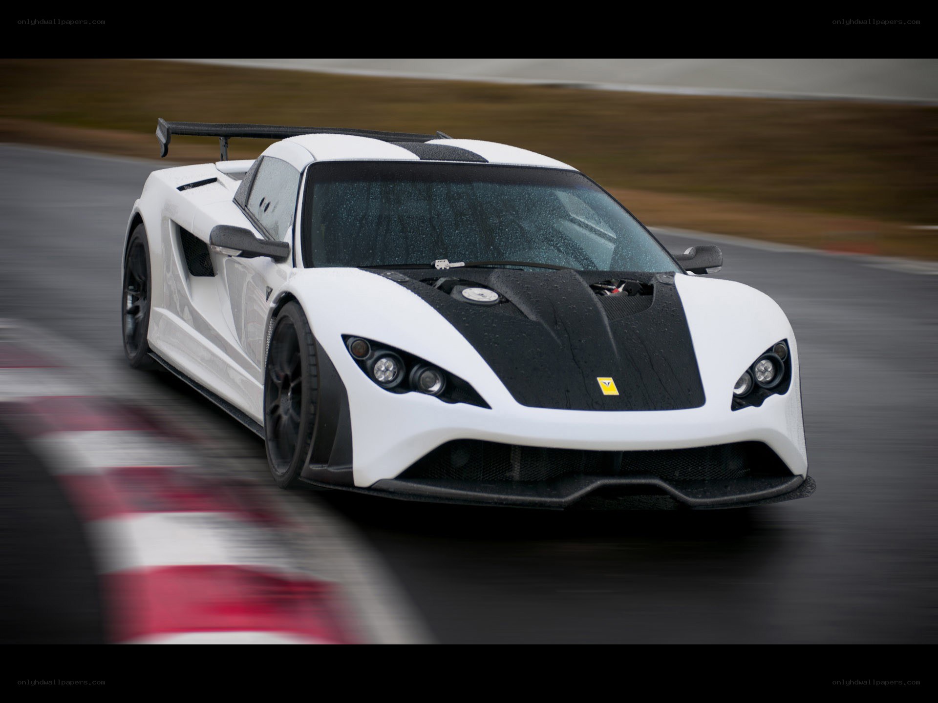 White racing car on track