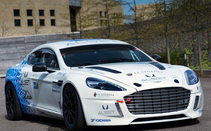 white racing car with sponsor logos