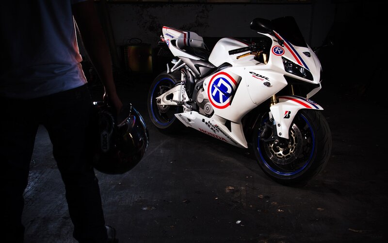 White Racing Motorcycle — Dramatic