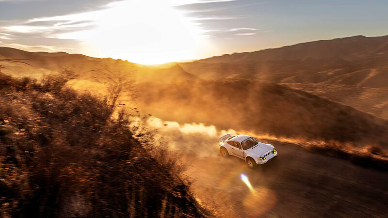 White Rally Car — Brown, Dramatic