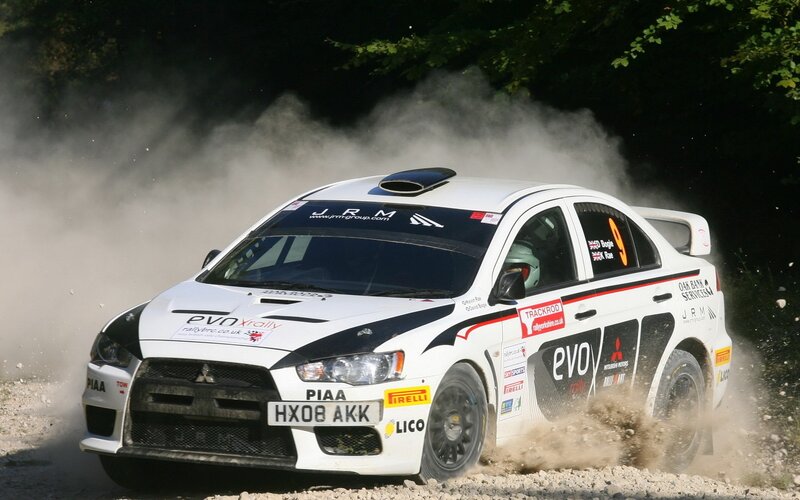 White Rally Car — Dynamic, Afternoon, Photograph, Dust, Trees