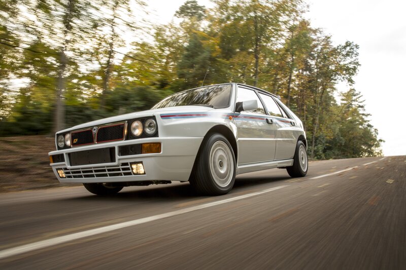 White Rally Car — Dynamic, Autumn