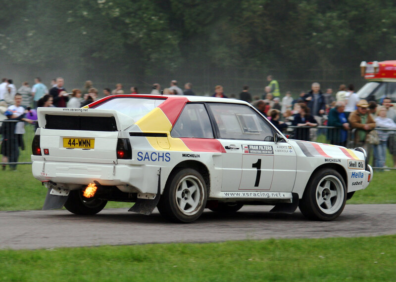 White Rally Car — Dynamic, Photograph, Crowd