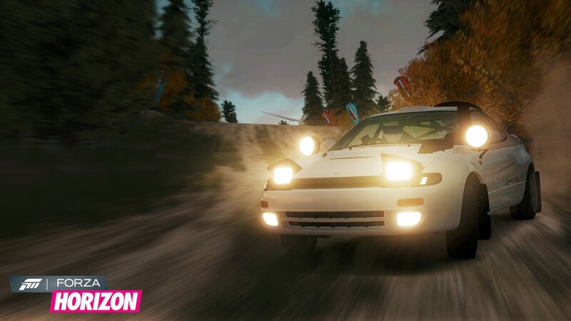 White Rally Car — Dynamic, Sunset