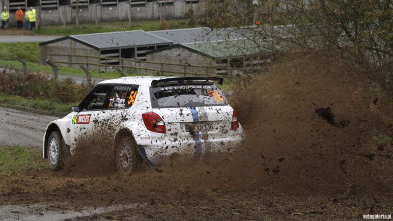White Rally Car in Mud
