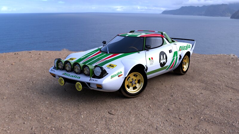 White Rally Car on Cliff