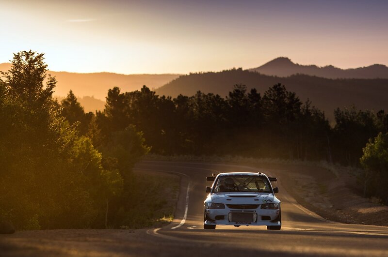 White Rally Car on Road — Orange