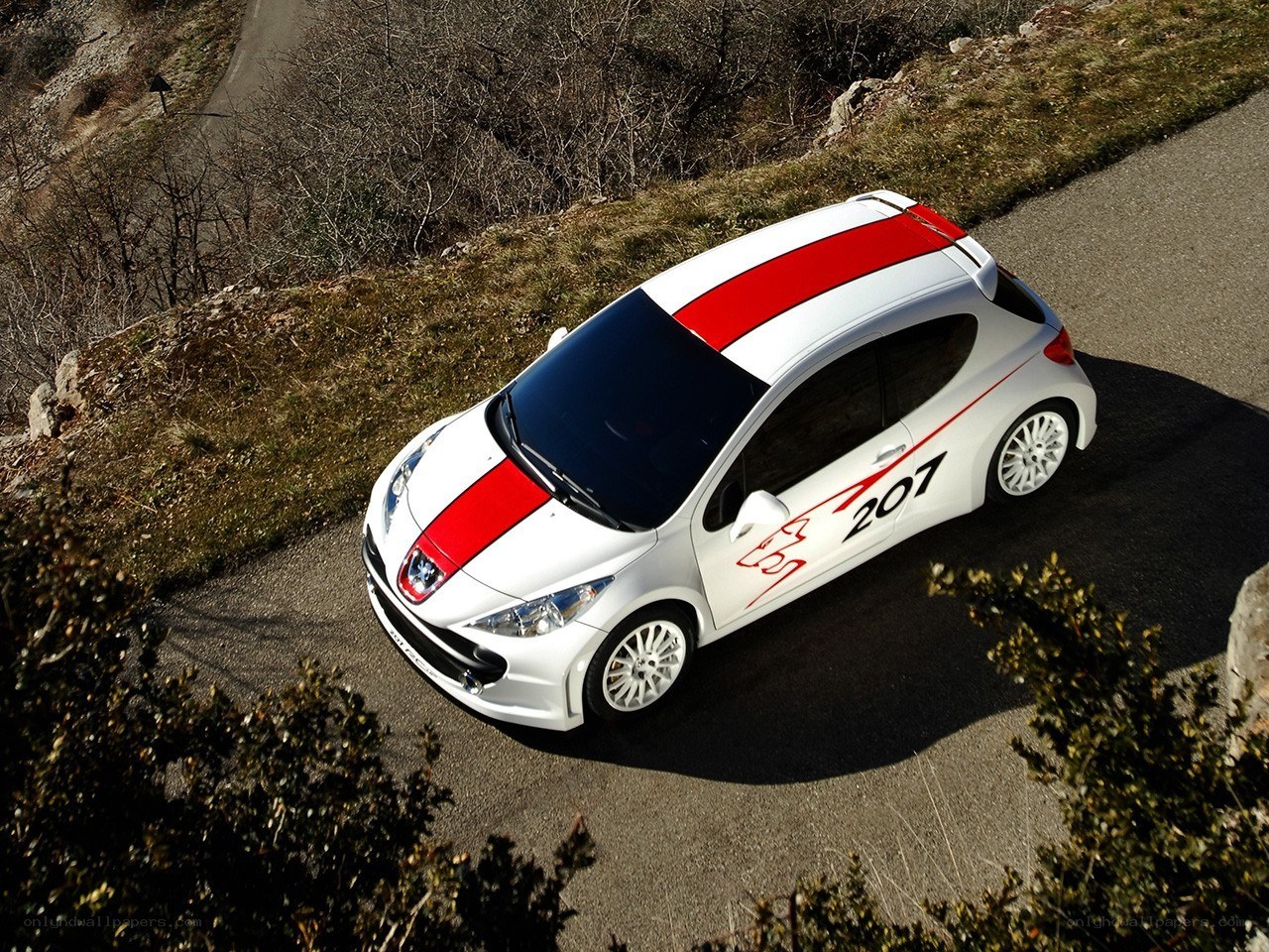 white rally car on road
