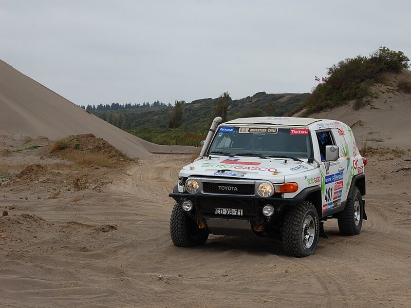 White Rally Car on Sand