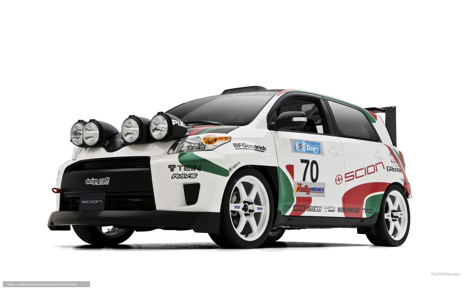 white rally scion car
