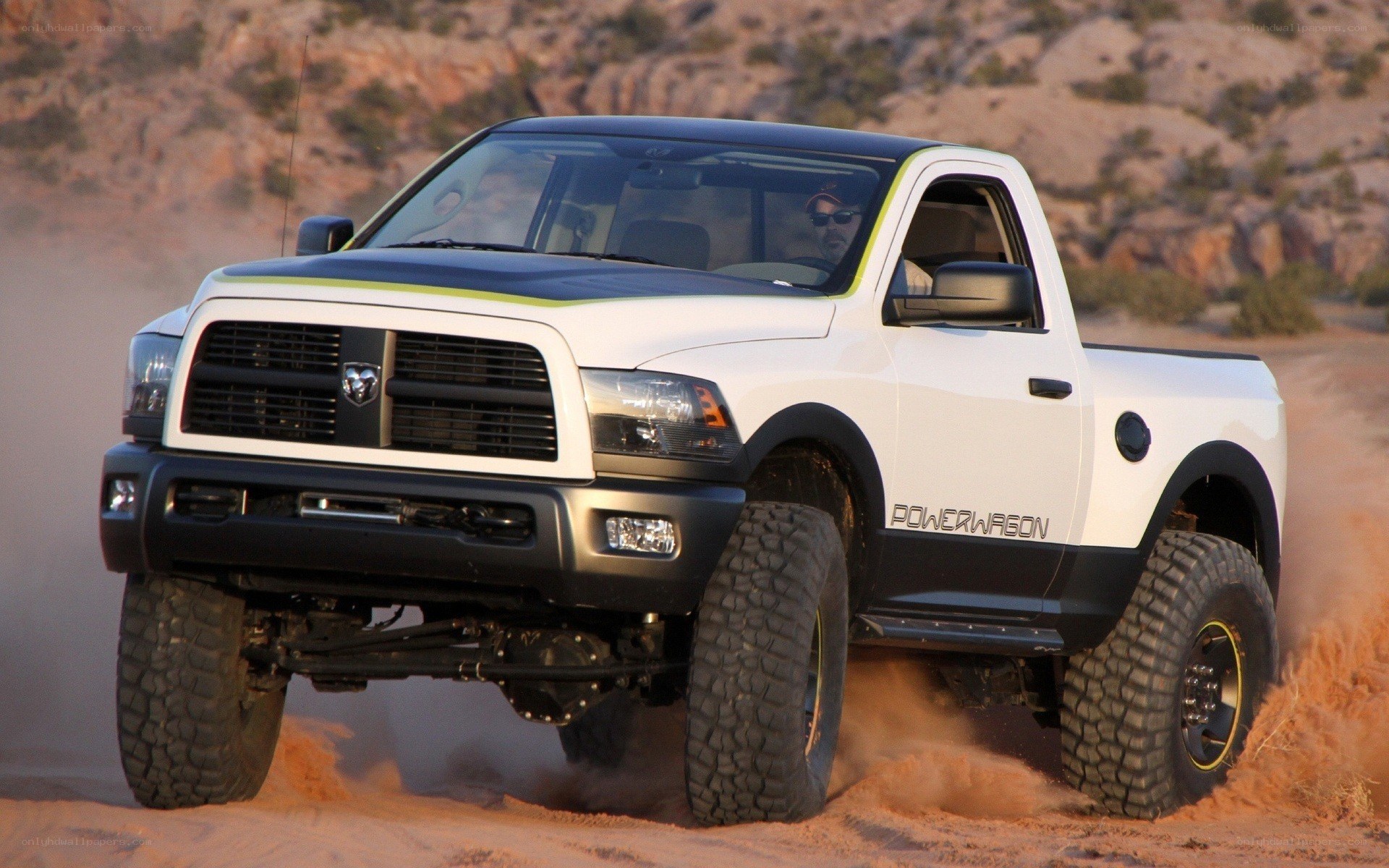 White Ram Power Wagon off-roading