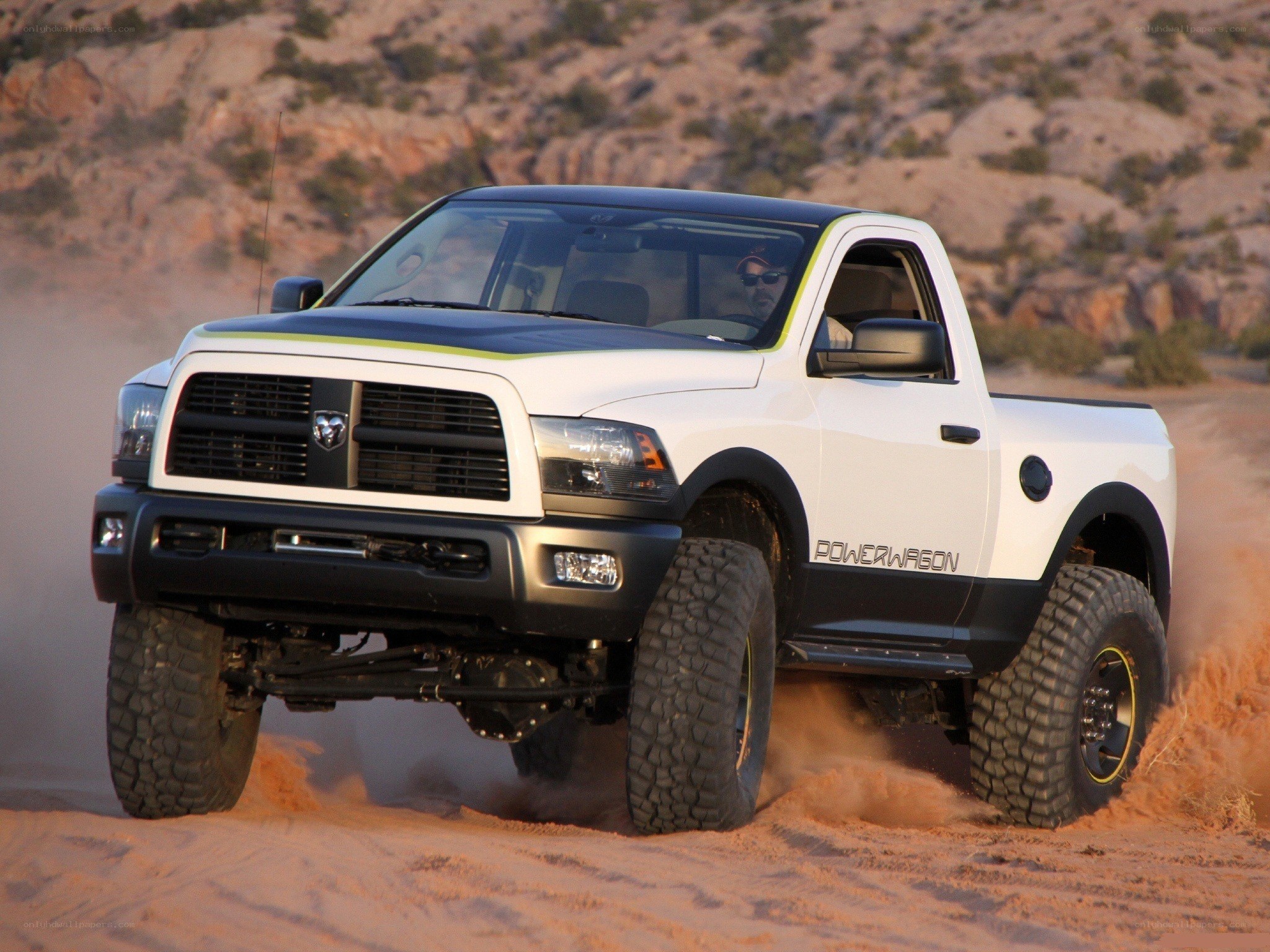 White Ram Power Wagon off-roading