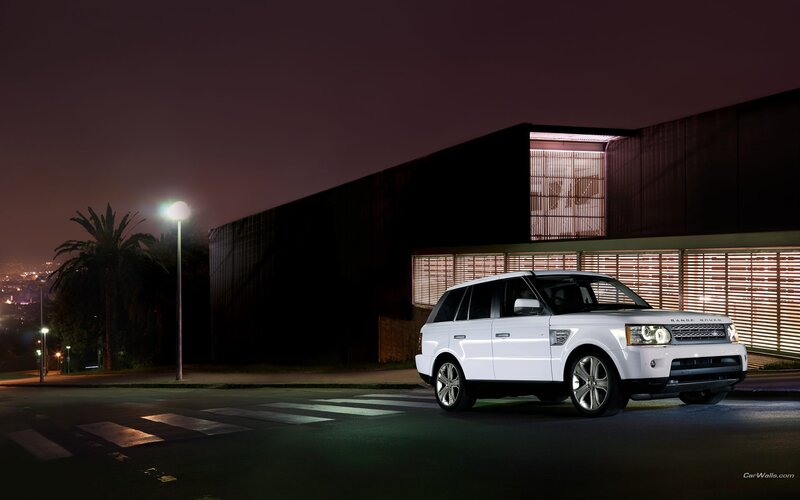 White Range Rover at night