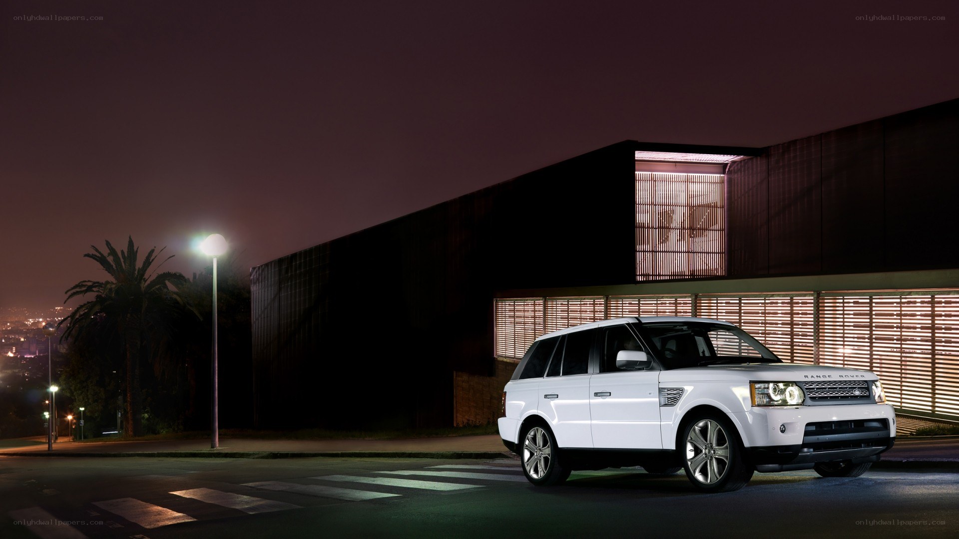 White Range Rover at night