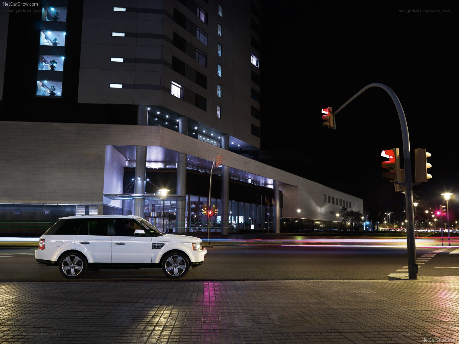 White Range Rover at night