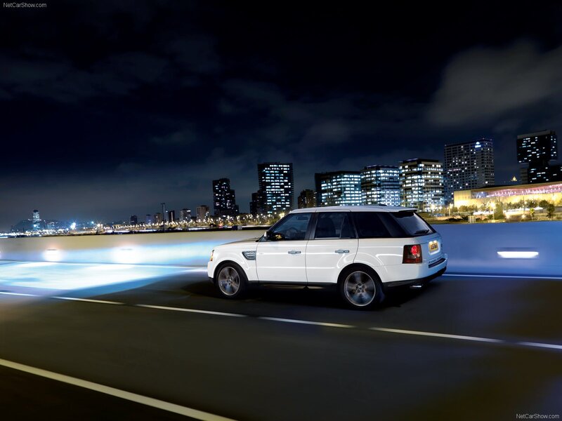 White Range Rover at night
